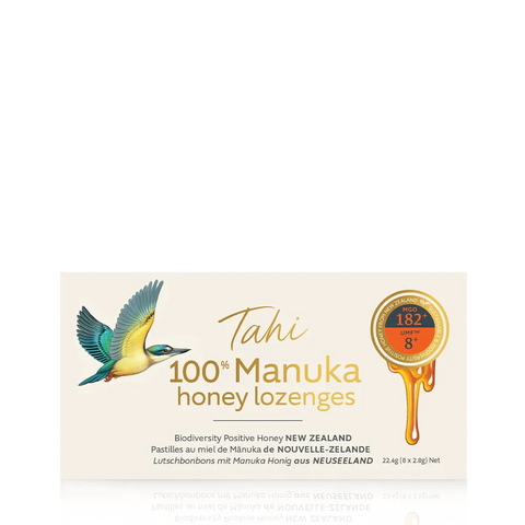 Tahi manuka honey lozenges from new zealand, certified UMF 8+ MGO 180+, manuka lozenges for a cold or sore throat. Full of manuka honey benefits