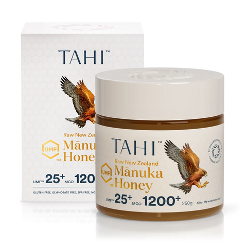 premium, rare and exceptional highest grade tahi manuka honey from new zealand certified umf 25+ mgo 1200+ for targeted care improved immune support skin care and gut health 250gr 8.8oz